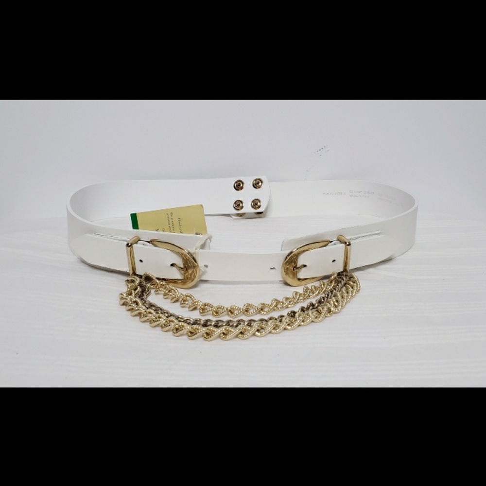Punto Fibbia White Leather Belt with Chains
